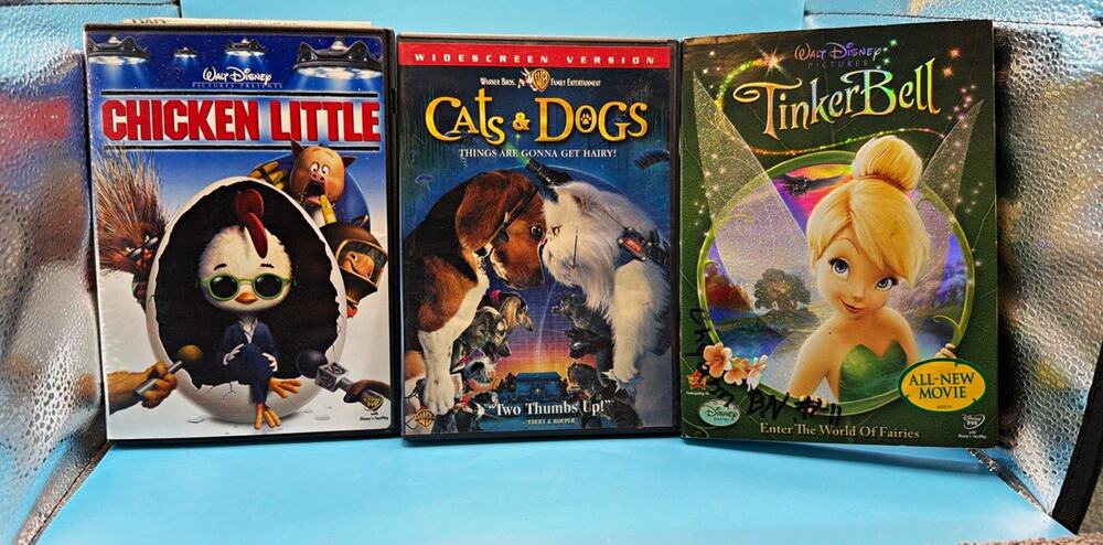 Disney DVD Lot Widescreen: Chicken Little, Cats & Dogs, Tinker Bell